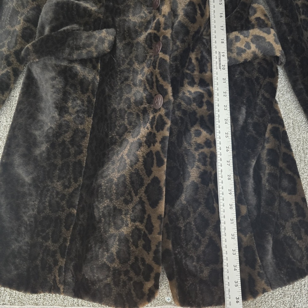 Preston Yorke Faux Fur Leopard Print Coat Brown Vintage Womens S‎ Mobwife Glam - Picture 4 of 7